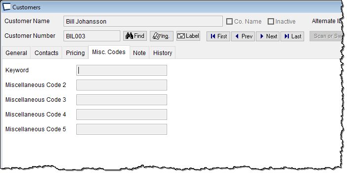 CustomerMiscCodes