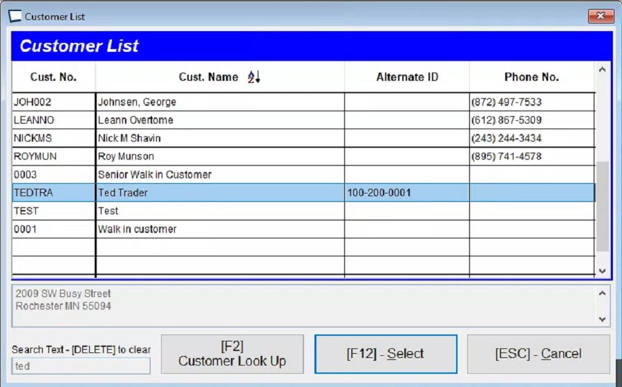 Customer List With Alternate ID